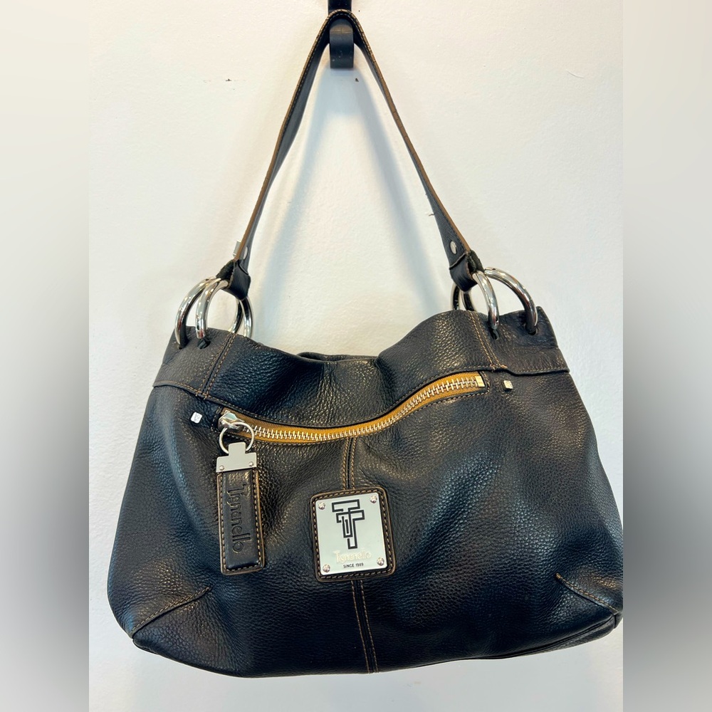 TIGNANELLO Black soft pebblegrain Leather Handbag purse-ExcellentUsed Condition